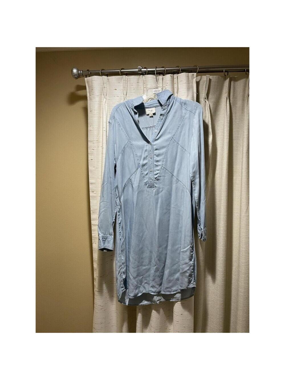 Womenโs Denim Dress / Tunic By Beige By Eci Size M Medium Light Tone Long Sleeve